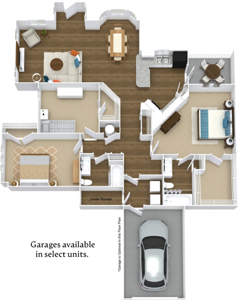 Floor plan for 3 beds, 2 baths, 1448 sqft